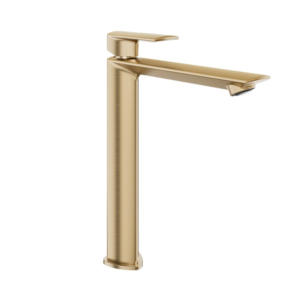 Crosswater Varda Brushed Brass Tall Mono Basin Tap Cut Out